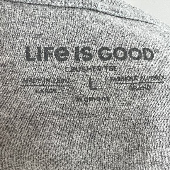 NWT Life is Good Long Sleeve Crusher Tee Happiness is Home V-Neck Gray L NEW - Picture 8 of 12